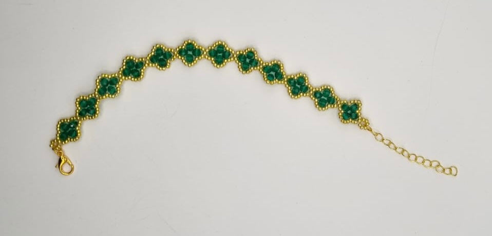 Emerald and gold Clover bracelet