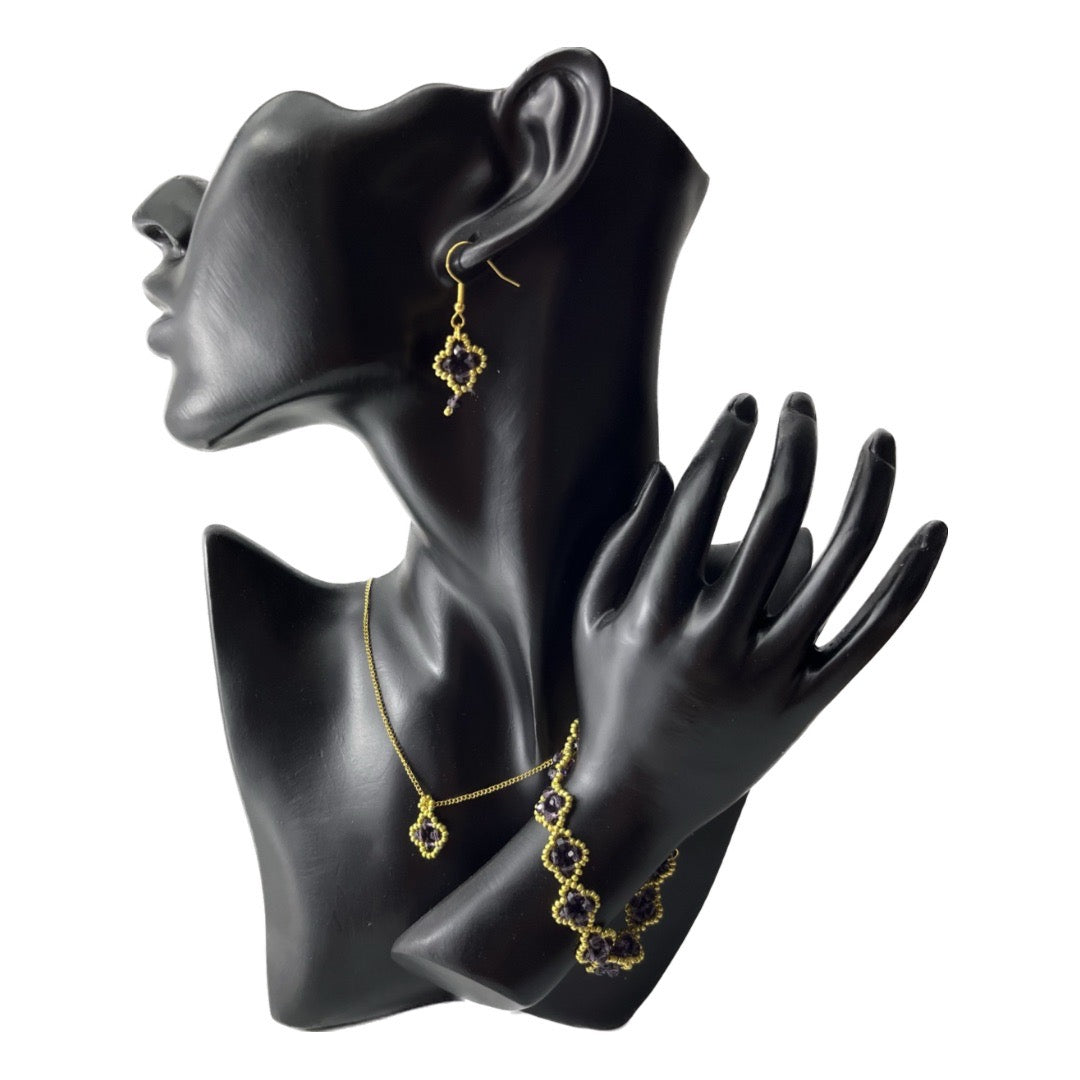Amethyst and gold clover set