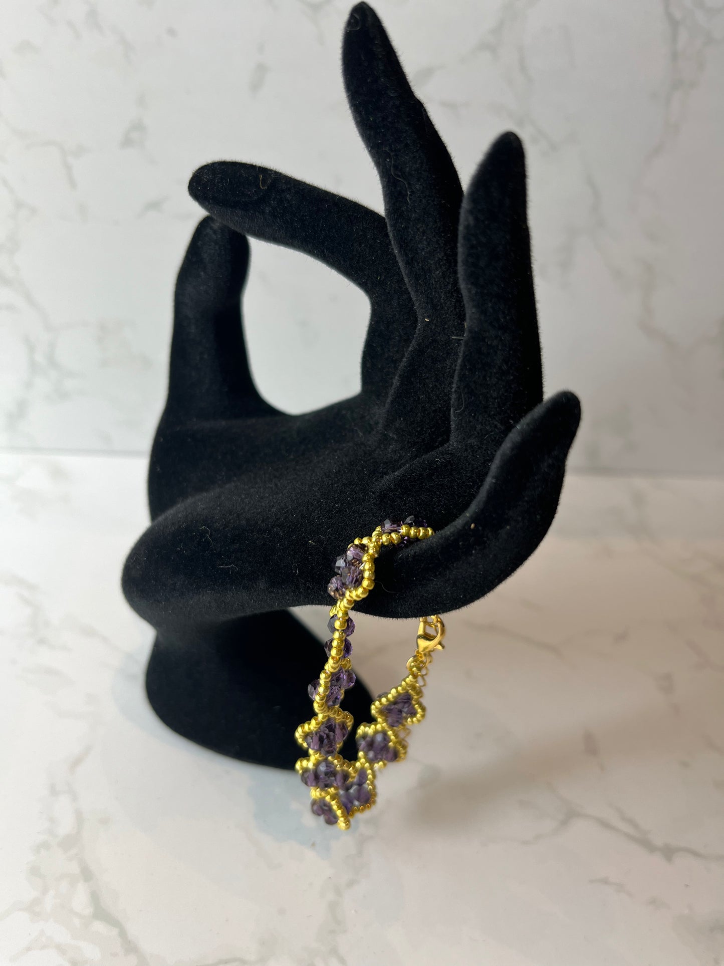 Amethyst and gold Clover bracelet