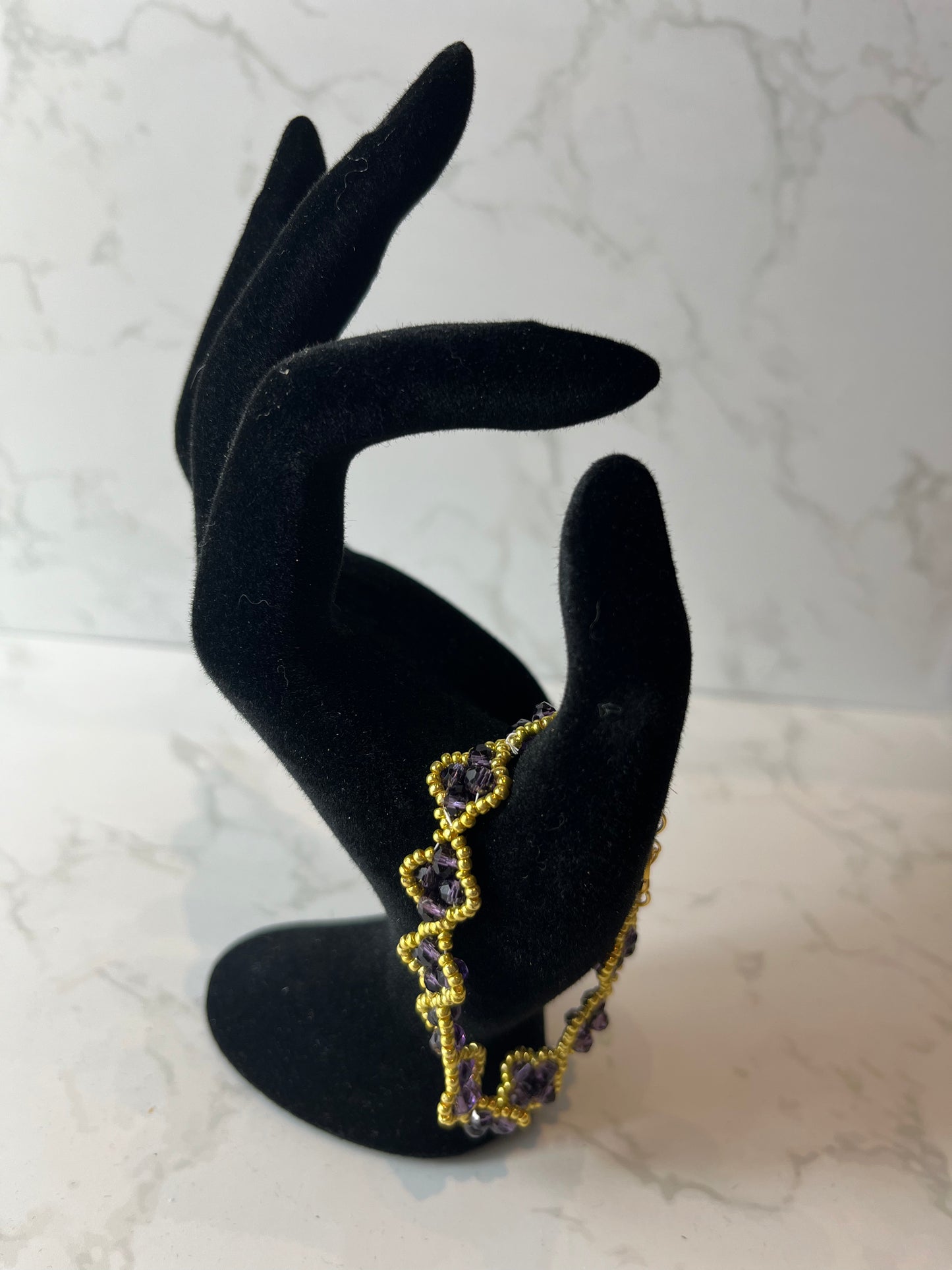 Amethyst and gold Clover bracelet
