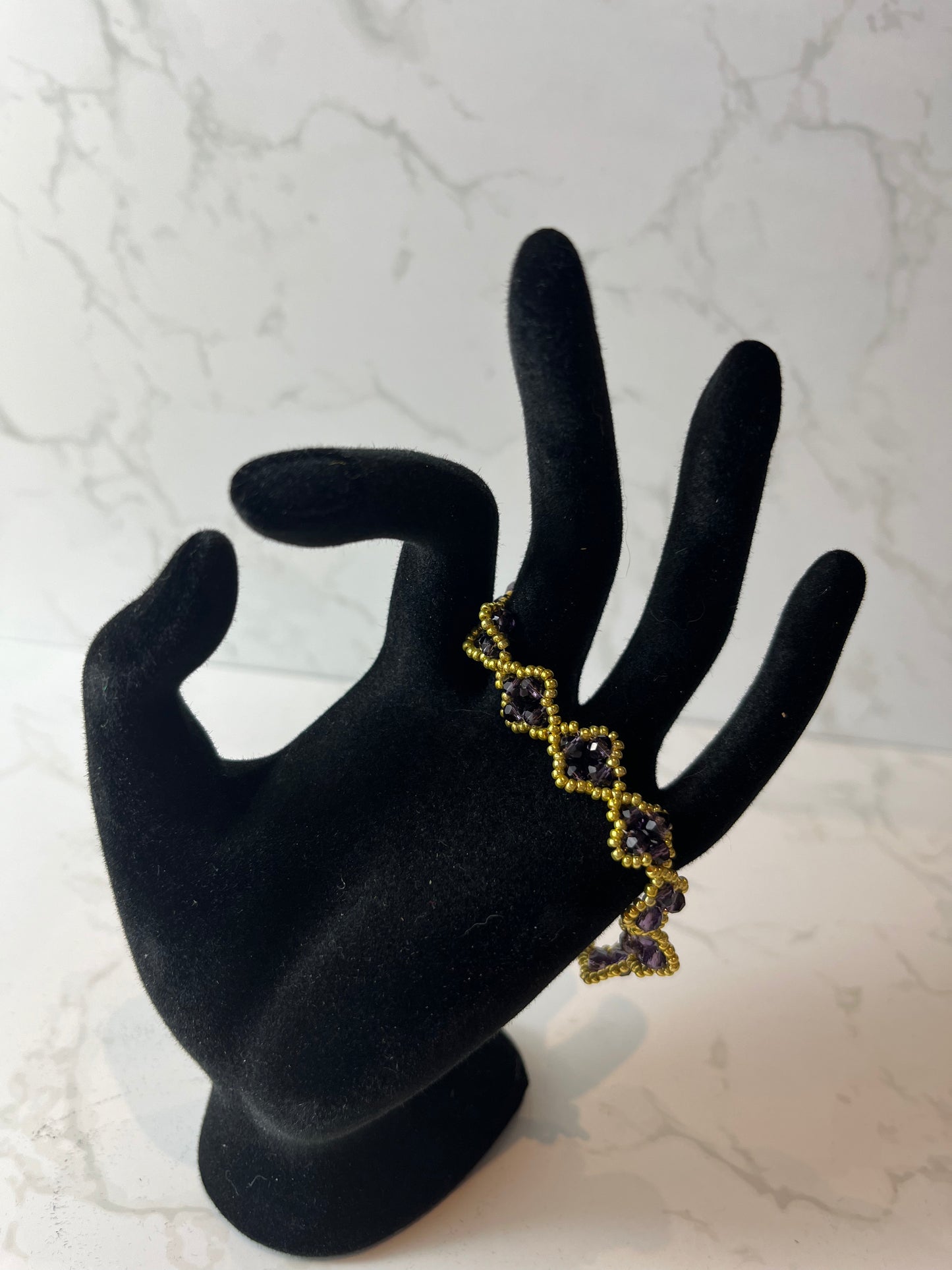 Amethyst and gold Clover bracelet