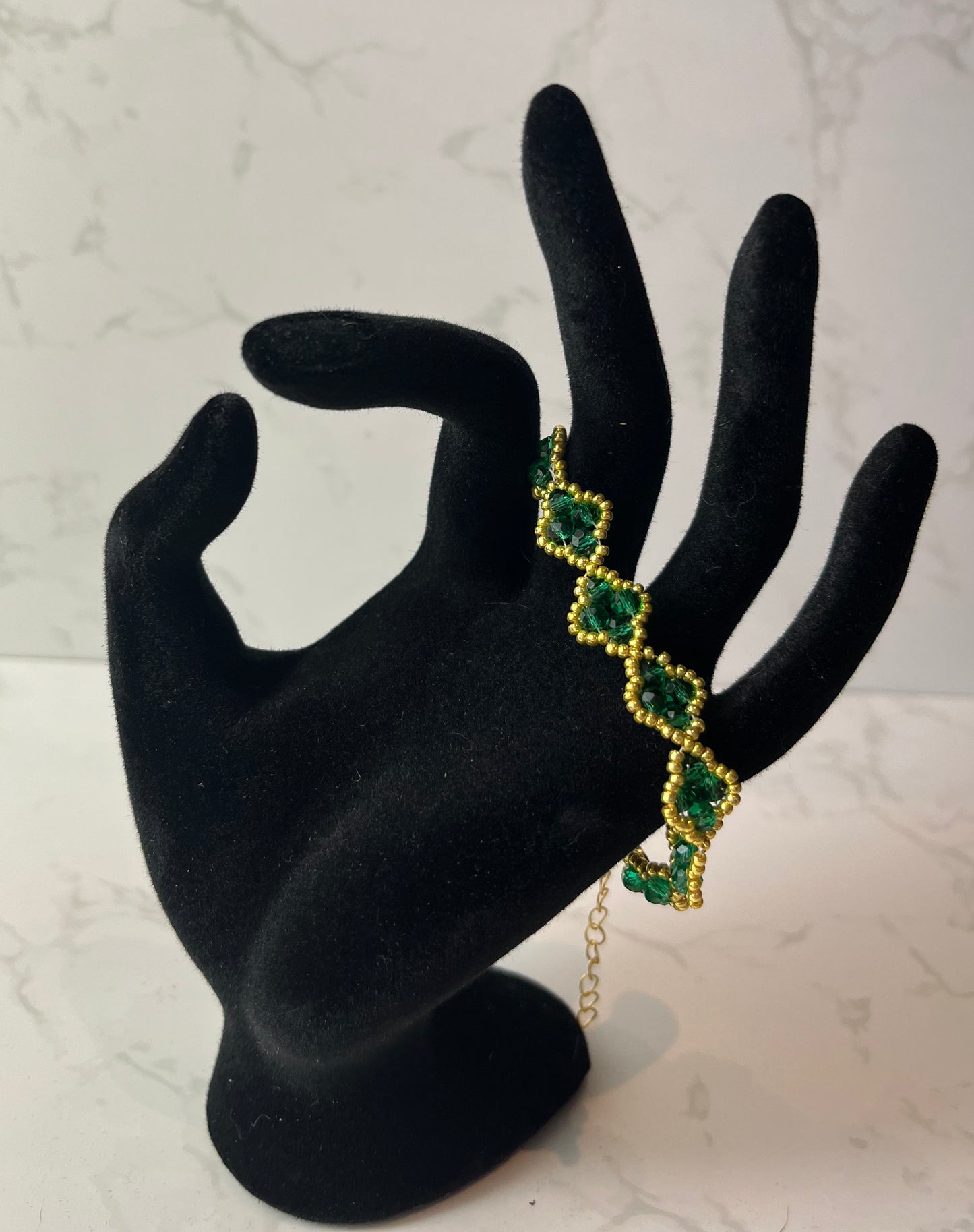 Emerald and gold Clover bracelet