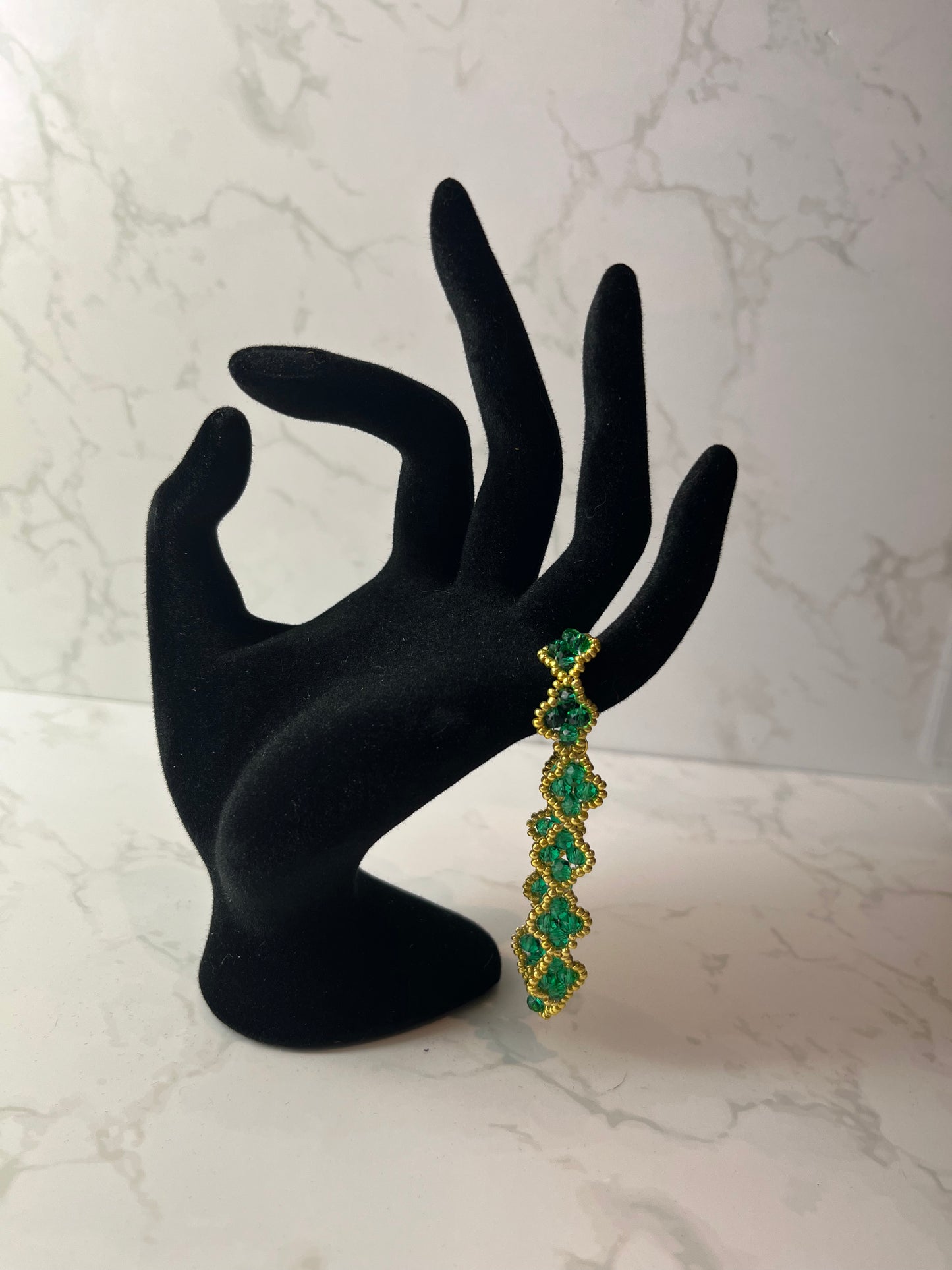 Emerald and gold Clover bracelet