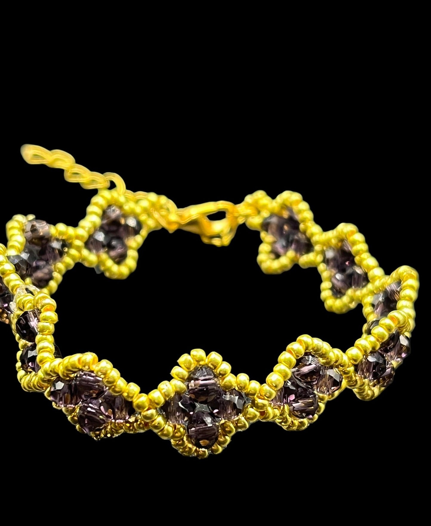 Amethyst and gold Clover bracelet