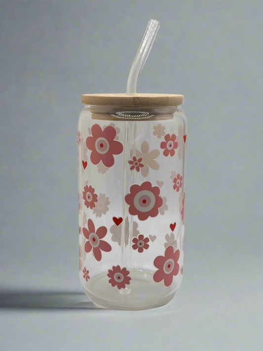 Evil eye 16 oz glass cup