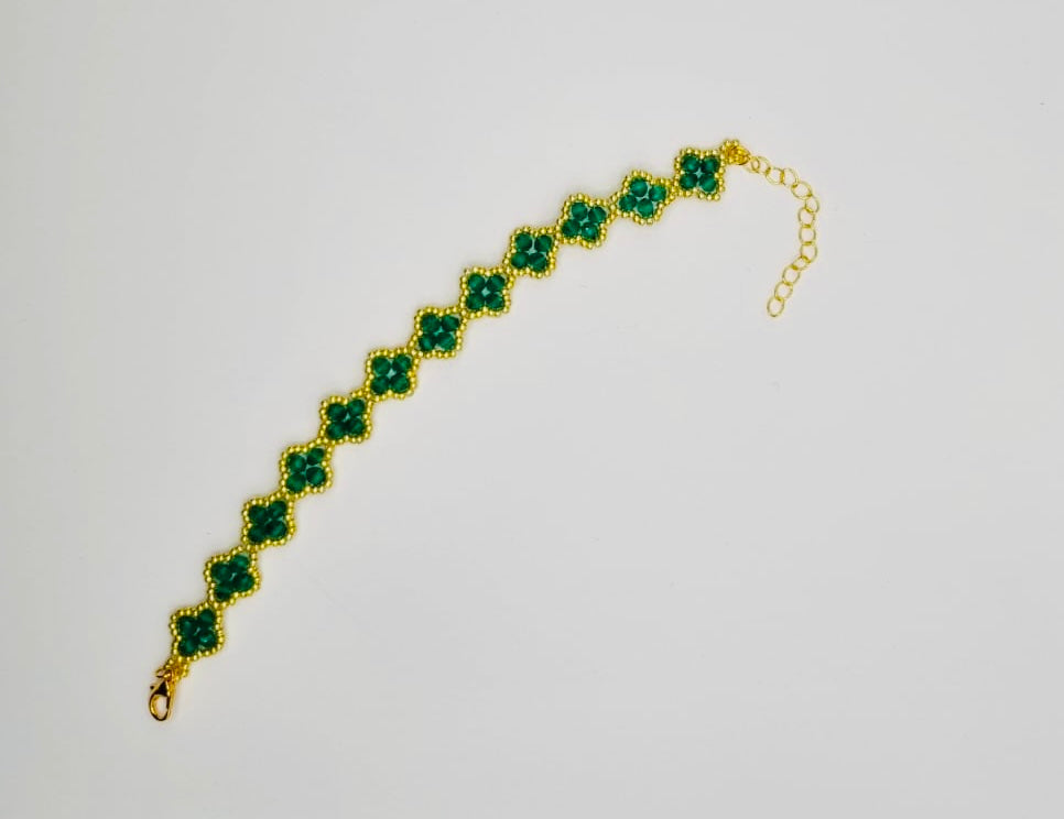 Emerald and gold Clover bracelet